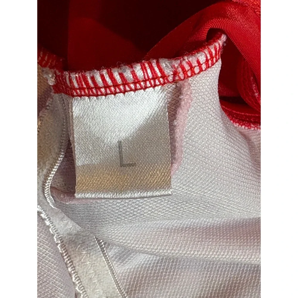 Cupshe Bikini Set Womens L/M Red Ruffle Top‎ Striped High Waist Bottom Swimsuit